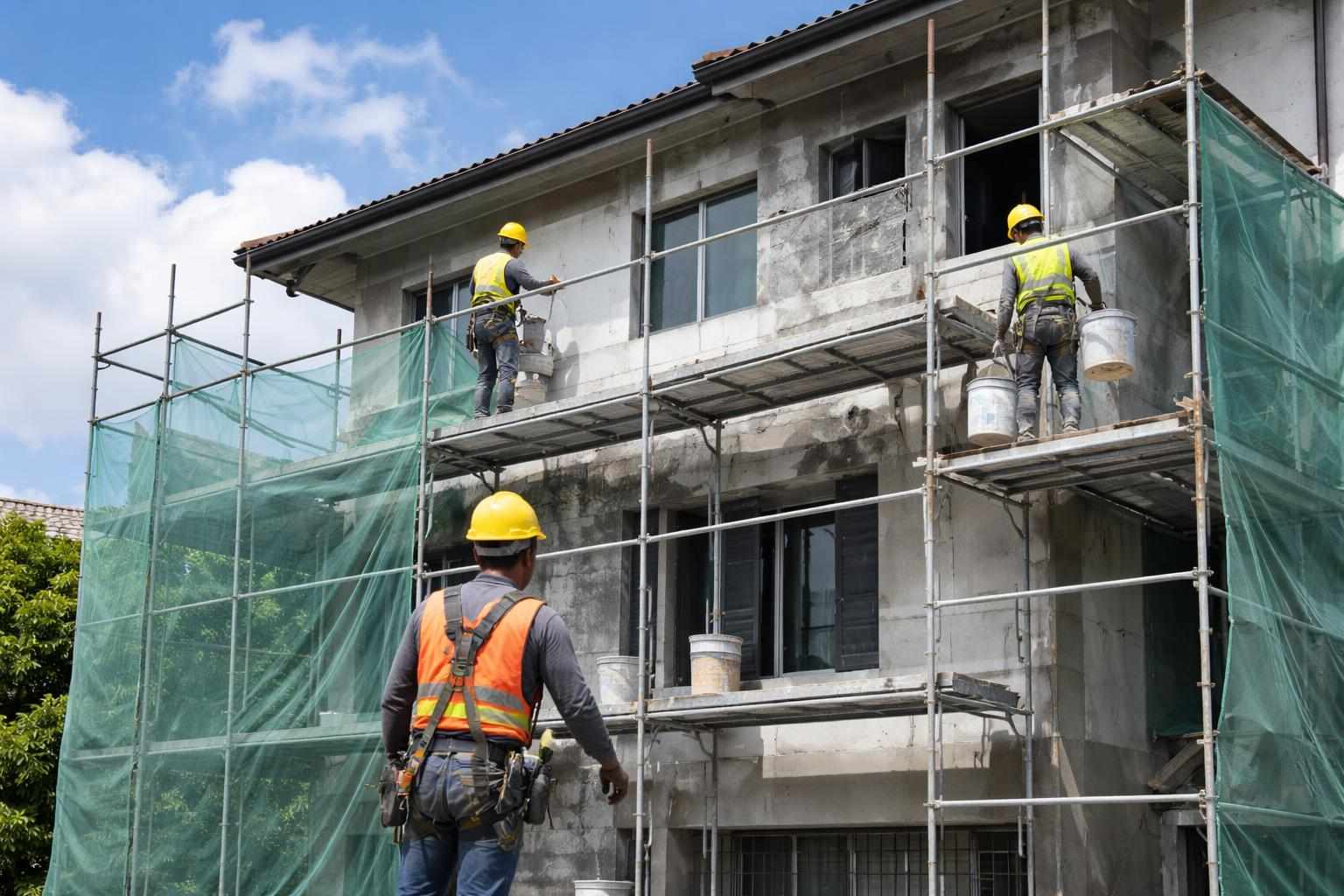 示意圖:桃園地區建築物外牆整修工程施工情形